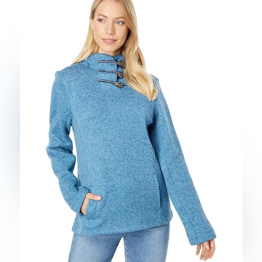 Southern Tide Lizzie Fleece Pullover Heather Blue Ridge Small